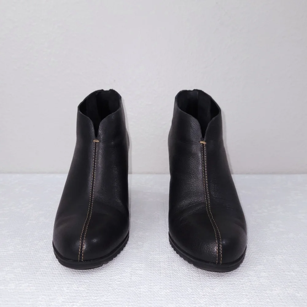 New! Kork-Ease Haldor Wedge Heeled Bootie US 8 Black Leather Ankle Boots KORKS - Picture 5 of 10